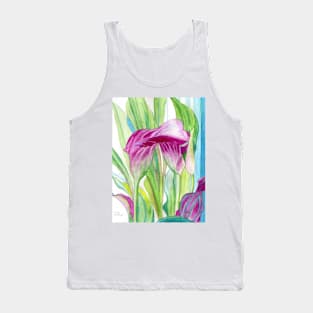 Pink Calla lilies watercolour painting Tank Top